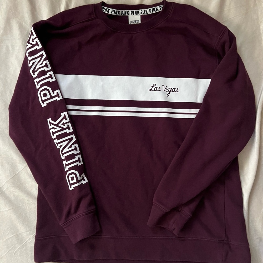 PINK Las Vegas Maroon Crewneck Sweater
